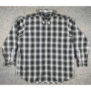 Ralph Lauren Classic Fit Shirt 2XB Big Black Blue Green Plaid Button Down